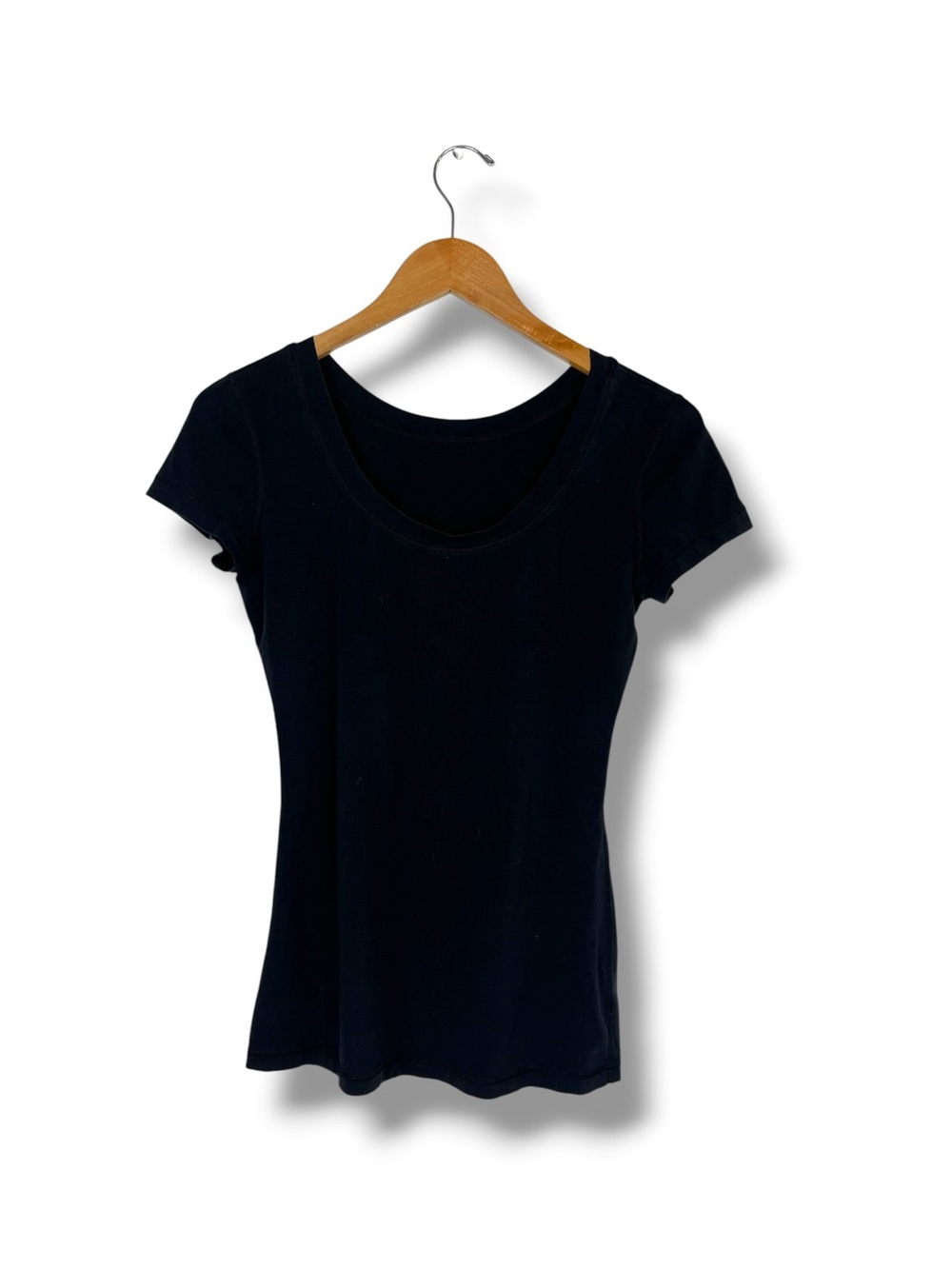 Lululemon Scoop Neck Black Tee Top Soft Cotton Short Sleeve 6 Elevated Basic
